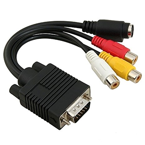 VGA to RCA Cable, VGA to TV S-Video 3 RCA PC Computer AV Adapter Cable (VGA-RCA)