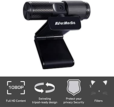 AVerMedia Live Streamer CAM 313 with Privacy Shutter, AI Facial Tracking Stickers, Built-in Dual-Mic for Gaming Conferencing, Streaming (PW313)
