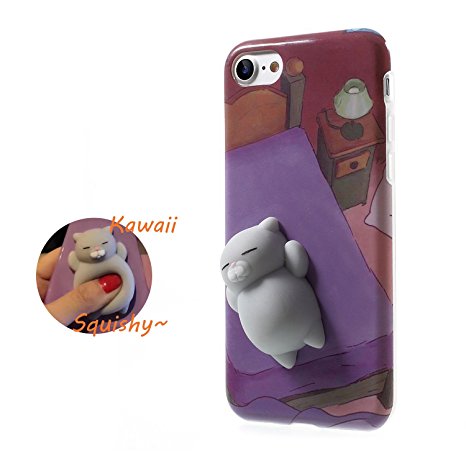 Squishy Cat Phone Case for iPhone 6s Plus Kawaii Cute Soft Silicon TPU Shell Squeeze Squishies Slow Rising Jumbo Fidget Toy Stress Relieve