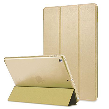 Ztotop iPad 2017 Case for 9.7 inch iPad, Lightweight Trifold Stand Smart Case with Auto Sleep/Wake Function Hard Back Cover for New iPad 9.7 2017, Gold
