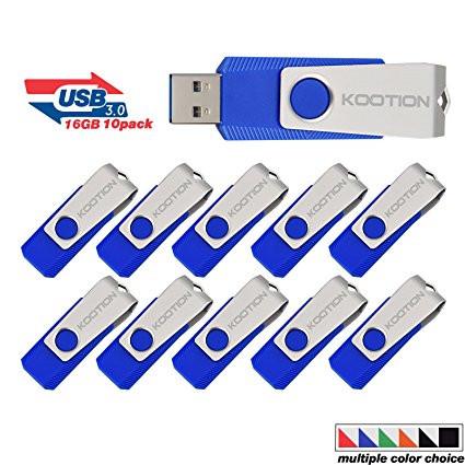 KOOTION 10PCS 16GB USB 3.0 Flash Drives USB Drive Memory Stick Thumb Drives Pen Drive, Blue