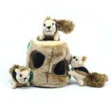 Outward Hound Hide-A-Squirrel Holiday Squeaking Dog Toys Brown