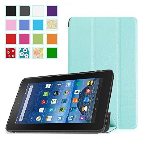 BMOUO Fire 7 2015 Case - Ultra Lightweight Slim Folding Cover Stand for Fire Tablet 7 inch Display - 5th Generation 2015 Release Only BLUE