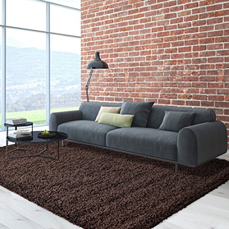 iCustomRug Cozy Soft And Plush, 5ft0in x 7ft0in ( 5X7 ) Shag Area Rug In Chocolate Brown