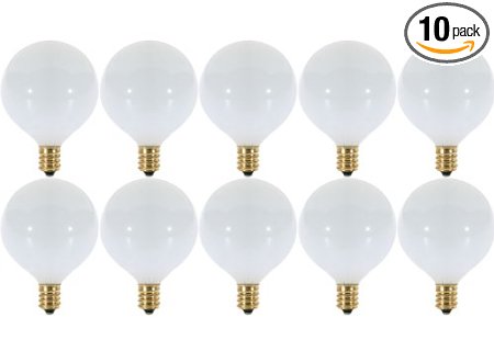Pack of 10 25 Watt White G165 Decorative E12 Candelabra Base Globe Shape 120V 15G16 12 Light Bulbs