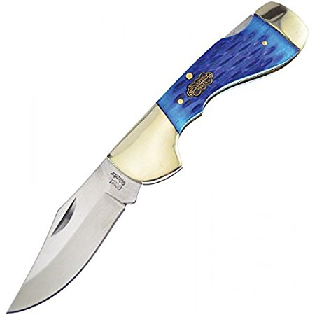 STEEL WARRIOR Jigged Blue Bone Choctaw Lockback Stainless Pocket Knife Knives