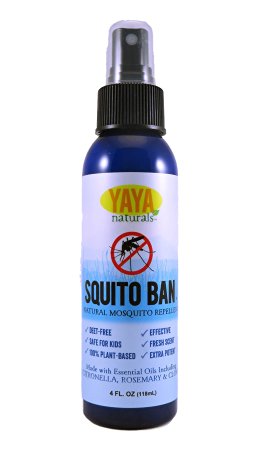 YAYA Organics 4oz Squito Ban Repellent, Deet-free Natural, Organic Mosquito and Bug Spray