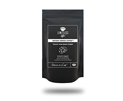 Instant Genius Coffee Nootropic Infused Instant Coffee Created to Improve Focus, Memory, Cognitive Function and Assist Brain Health