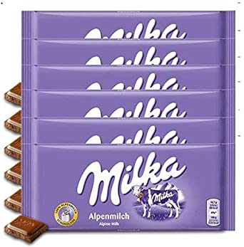 Milka Chocolate Alpine Milk 100g (Pack of 6)