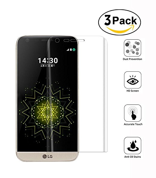 [3-Pack] LG G5 Screen Protector [Not Glass], Ivencase [Full Coverage] Ultra Slim [0.18 mm] HD Clarity Clear Protective Screen Film for LG G5