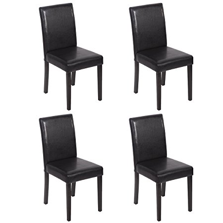 Mr Direct Urban Style Solid Wood Leatherette Padded Parson Dining Chairs Set Of 2 (4, Black)