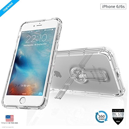 ZAAP® (USA) Defender Pro iPhone 6/6s Case, Shock-Absorbing protective Transparent case /cover  TPU bumper with kickstand for iPhone6/6s ( Transparent/Clear)