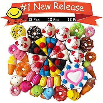 SQUISHIES Value Packs in Great Gift Worthy Packaging - Jumbo Slow Rising Kawaii Squishies PLUS Mini Squishy Toy Keychains & BONUS Sample Pack! Comes in Mix, Foodie and Dessert (Cake, Donuts)