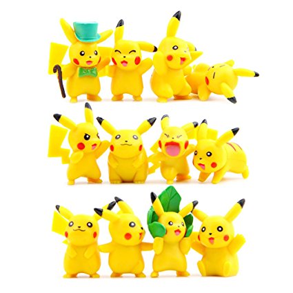 12 Pcs (1 Set ) Monster Collection Pokemon, Pikachu Action Figures, 1.8"