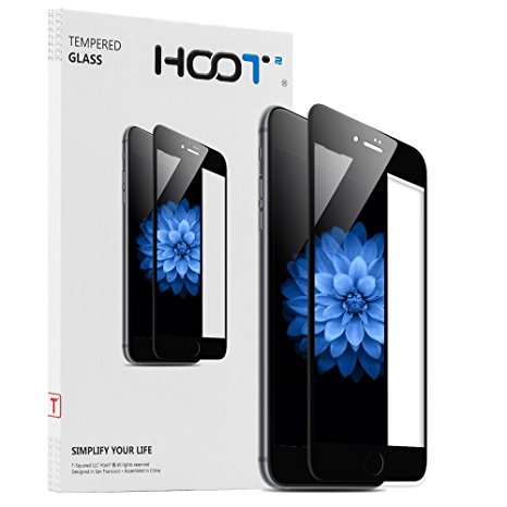 [NEWEST VERSION] Hoot² Tempered Glass Full Coverage Screen Protector | Curved Edges | Edge to Edge Protection | Clear Bubble Free | 3D Force Touch Compatible | 9H Hardness (5.5" Iphone 7 Plus Black)