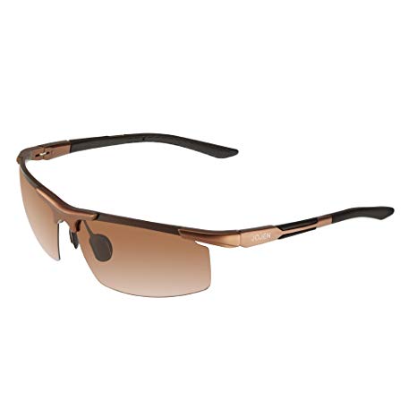JOJEN Men's Fashion Sport Polarized Sunglasses for Men Al-Mg Metal Frame Ultra Light JE0018