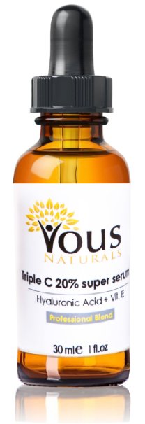 NEW Professional Vitamin C serum for your face! Potent Anti Aging Serum! One Single Bottle Has Three Forms of Vitamin C Serum 20 % + Hyaluronic Acid + Vitamin E. This Product Will Keep Your Skin Radiant & More Youthful Looking By Neutralizing Free Radicals! Vous Naturals, the Newest and Most Stable Form of Vitamin C 20% Available on the Market!! ★ Don't Waste Your Time! Use the Best One! ★ Total Satisfaction in 30 Days or 100% Money Back ★