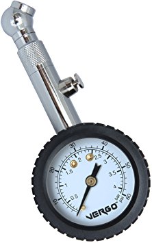 VERGO Tyre Pressure Gauge - Dual Scale 0-60 PSI/ 0-4 BAR - 360° Adjustable Swivel - Heavy Duty - Pressure Hold & Reset Button - for Car, Motorbike - Easy to Use - No Batteries Required