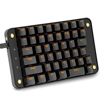 Koolertron Cherry MX Blue Programmable Gaming Keypad,Mechanical Gaming Keyboard with 43 Programmable Keys,Single-Handed Keypad Macro Setting,Golden Backlit Can Be Turned OFF