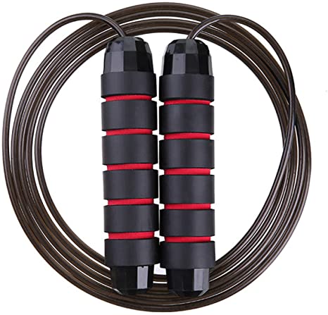 Speed Jump Rope Tangle-Free with Ball Bearings Rapid Cable and 6”Memory Foam Handles for Aerobic Exercise Like Speed Training for Kids Men and Women,Endurance Training and Fitness Gym，Easy Adjust leng