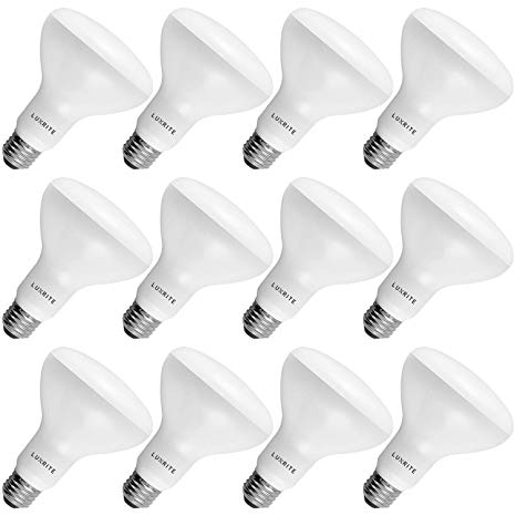 12-Pack BR30 LED Bulb, Luxrite, 65W Equivalent, 5000K Bright White, Dimmable, 650 Lumens, LED Flood Light Bulbs, 9W, E26 Medium Base, Damp Rated, Indoor/Outdoor - Living Room, Kitchen, and Recessed