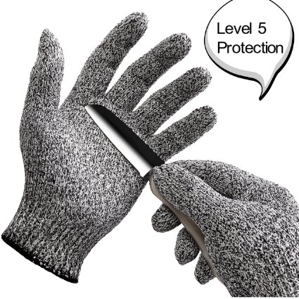 WISLIFE Cut Resistant Gloves Level 5 Protection Food GradeEN388 Certified Safty Gloves for Hand protection and yard-work Kitchen Glove for Cutting and slicing1 pair Large