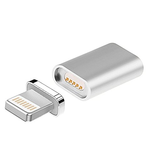 Sprtjoy Super Magnetic Lightning Converter Magnetic Adapter Compatible with iPhone, iPad , iPod Charging and Data Sync (Silver)