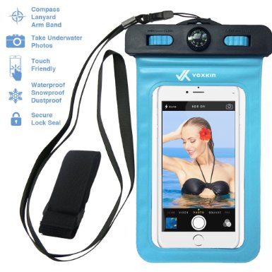 Voxkin  9733 PREMIUM QUALITY 9733 Universal Waterproof Case including ARMBAND 10010 COMPASS 10010 LANYARD - Best Water Proof Dustproof Snowproof Bag for iPhone 6S 6 6 Plus 5 Galaxy S6 Note 4 or Any Phone