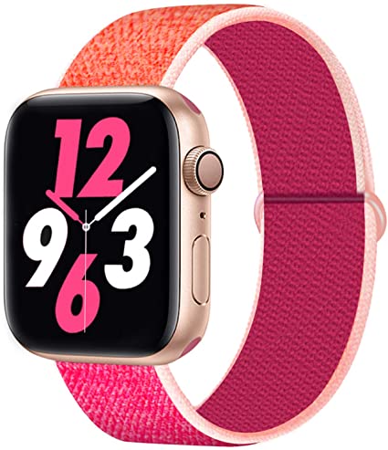 Qunbor Strap Compatible with Apple Watch 38mm 40mm 42mm 44mm for iWatch Series 6 5 4 SE 3 2 1, Sport Replacement Band Wristband Weave Loop Elastic Fabric Canvas Women Men Breathable Adjustable