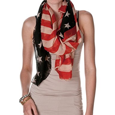 Riverberry Womens Vintage American Flag Scarf, American Flag, One Size