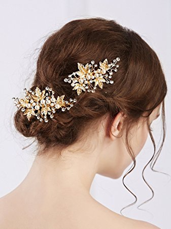 Missgrace Crystal Bridal Hair Pins Wedding Hair Accessories-Rhinestone Jewelry Headdress(pack of 2)