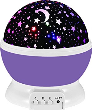 UINSTONE Night Lights, 360 Degree Rotating Star Sky Projector Night Lights,For Baby/Children/Kids Bedroom Christmas Baby Gifts Nursery Lights-9 Light Color Changing With 4.9 FT (1.5 M) USB Cable