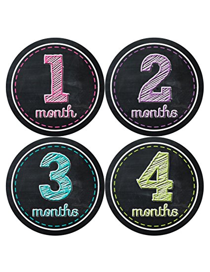 Months in Motion 004 Monthly Baby Stickers Baby Girl - Months 1-12 - Chalkboard