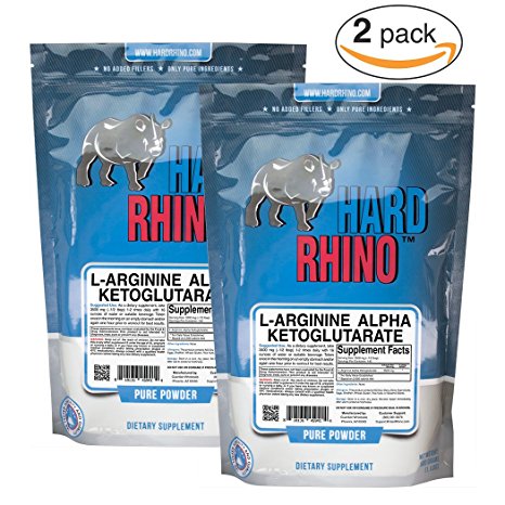 Hard Rhino L-Arginine Alpha Ketoglutarate (AAKG) Powder, 1000 Grams (2.2 Lbs), Unflavored, Lab-Tested, Scoop Included