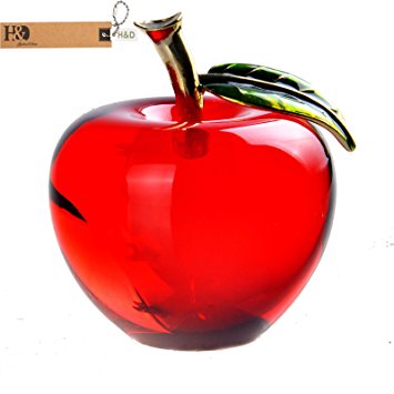H&D Crystal Apple Paperweight Wedding Home Decoration (Red)