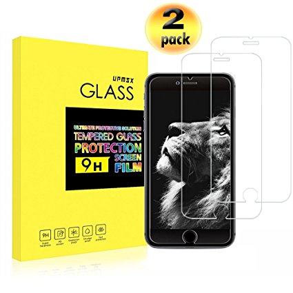 iPhone 7 6s 6 Screen Protector, UPMSX iPhone 7 6s 6 Screen Protector Tempered Glass [4.7 inch] [9H Hardness] [Crystal Clear] [Bubble Free] [3D Touch Compatible] [2 Pack]