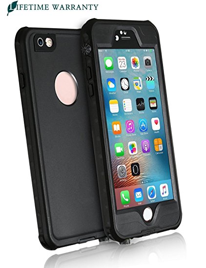 Sunwukin Cases for iPhone 6s Plus Waterproof Case , Pro Series IP68 6.6Ft 2M Depth Under Water Proof Shockproof Dustproof Snowproof Protective Cover for iPhone 6 Plus - Black