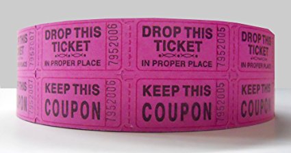 Double Hot Pink Raffle Ticket Roll - 2000 Per Roll