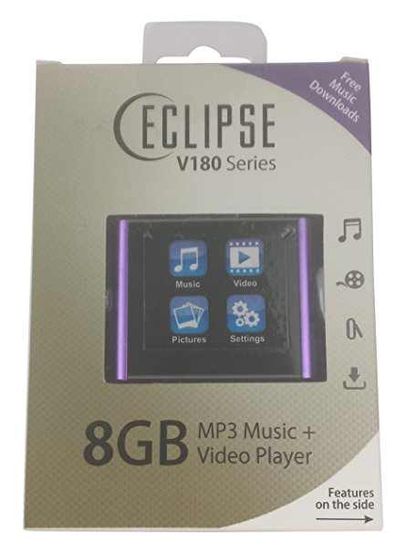 Eclipse ECLIPSE-V180-PL 8GB V180 Music & Video Player, Purple