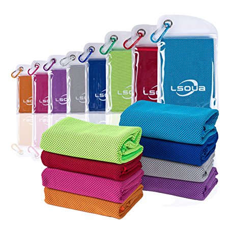 Lsoua Super Absorbent Cooling Towel for Instant Relief - 40"12" - for Sports, Workout, Fitness, Gym, Yoga, Pilates, Travel, Camping & More