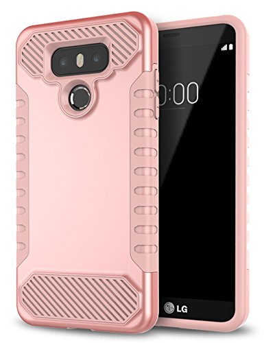 LG G6 Case,SKYLMW Impact Resistant Shock-Absorption Case,Dual Layer Armor Full-Body Protective Case for LG G6 Rose Gold