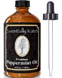Peppermint Essential Oil 4 oz with Detailed Users Guide E-book and Glass Dropper by Essentially KateS