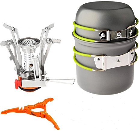 Camping Stoves, Samyoung Portable Outdoor Backpacking Cookware Cooking Stove Butane Propane Burner for Gas Canister With Piezo Ignition
