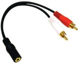 2 x RCA Male 1 x 35mm Stereo Female Y-Cable 6-Inch