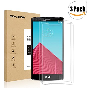 [3-Pack] LG G4 Screen Protector, SIDARDOE Tempered Glass Screen Protector for LG G4, HD Ultra Clear, 0.26mm 2.5D Round Edge, 9H Anti-Scratch, Anti-Fingerprint, Bubble Free
