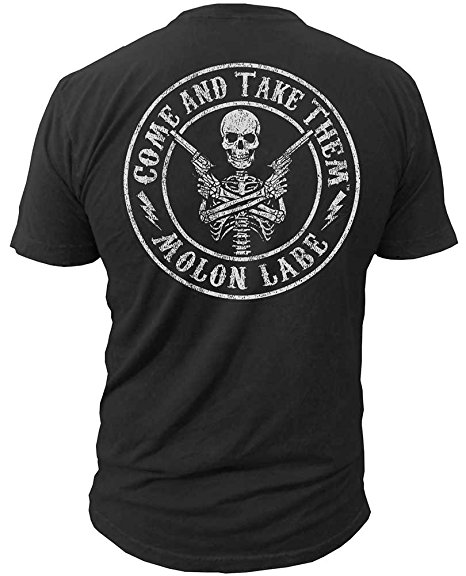Come And Take Them Molon Labe Mens T-Shirt Second 2nd Amendment Skull Gun, Black