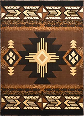 Western Essence Rugs 4 Less Collection Southwest Native American Indian Area Rug Design Brown Chocolate 318 (8'x10') (8'x10')