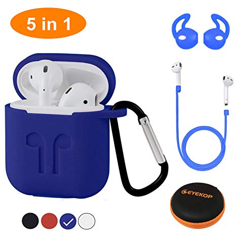 EYEKOP AC11 AirPods Case Protective Silicone Cover and Skin for AirPods Charging Case (Blue)