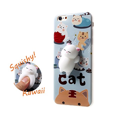 Squishy Cat Phone Case for iPhone 6 ?Kawaii Cute Soft Silicon TPU Shell Squeeze Squishies Slow Rising Jumbo Fidget Toy Stress Relieve