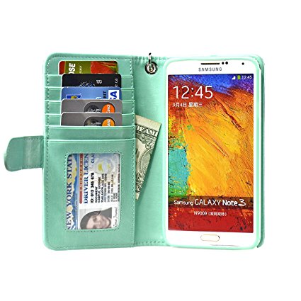 Navor Protective Flip Wallet Case for Samsung Galaxy Note 3 - Green (N3OGN)